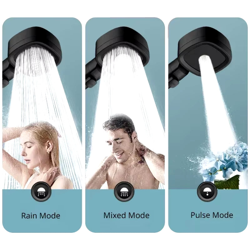 High Pressure Shower Head Water Saving 3-Modes Shower Heads Adjustable Water Massage Sprayer Home Bathroom Accessories