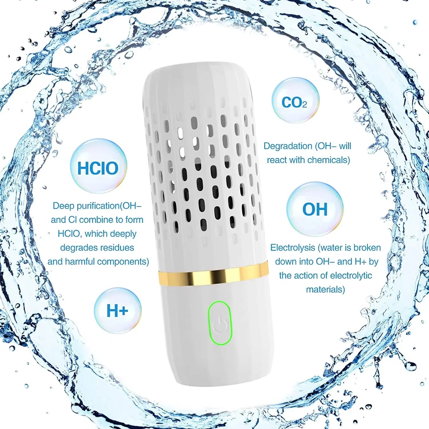 For Ultrasonic Fruit Vegetable Washing Machine Capsule Wireless Food Cleaner Suitable Outdoor Picnic Fruit Food Purifier