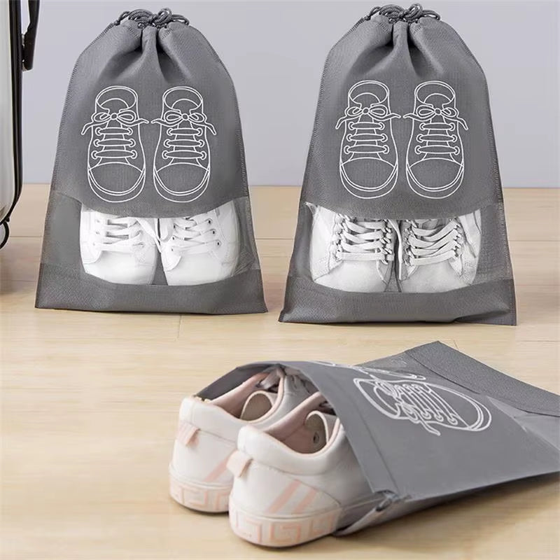 5Pcs/Set Shoe Storage Bag with Thickened Non-Woven Fabric Strap Mouth Large Capacity Travel Waterproof Shoe Bag Moistureproof