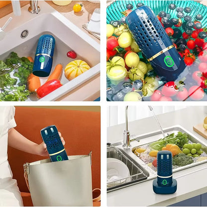 For Ultrasonic Fruit Vegetable Washing Machine Capsule Wireless Food Cleaner Suitable Outdoor Picnic Fruit Food Purifier
