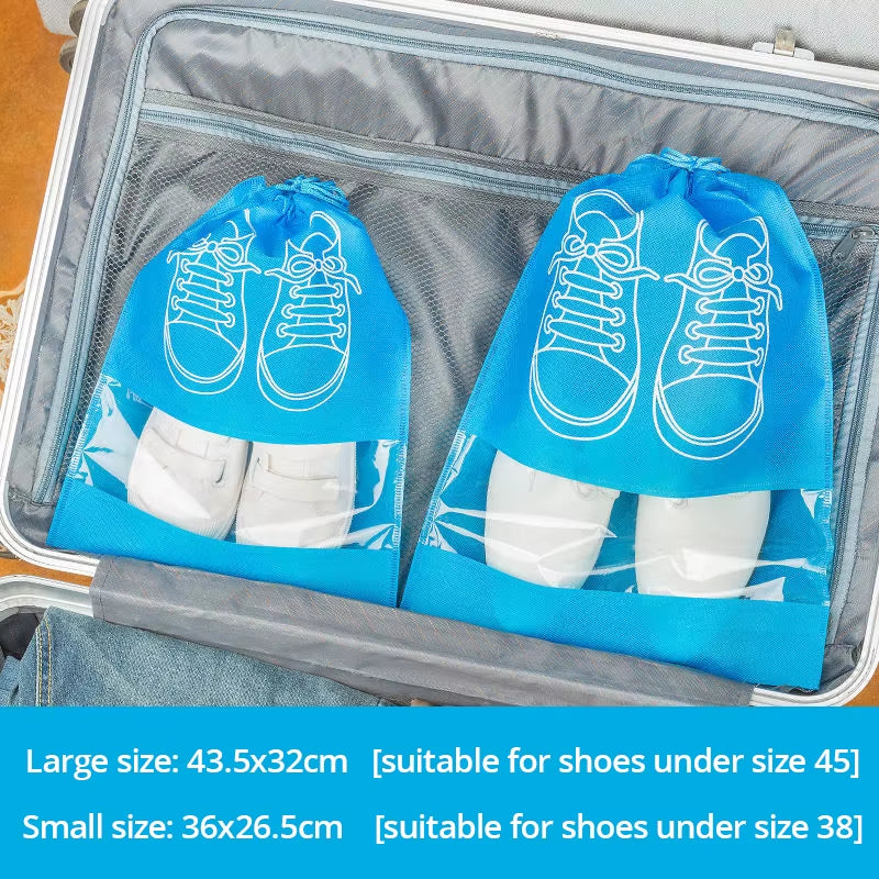 5Pcs/Set Shoe Storage Bag with Thickened Non-Woven Fabric Strap Mouth Large Capacity Travel Waterproof Shoe Bag Moistureproof